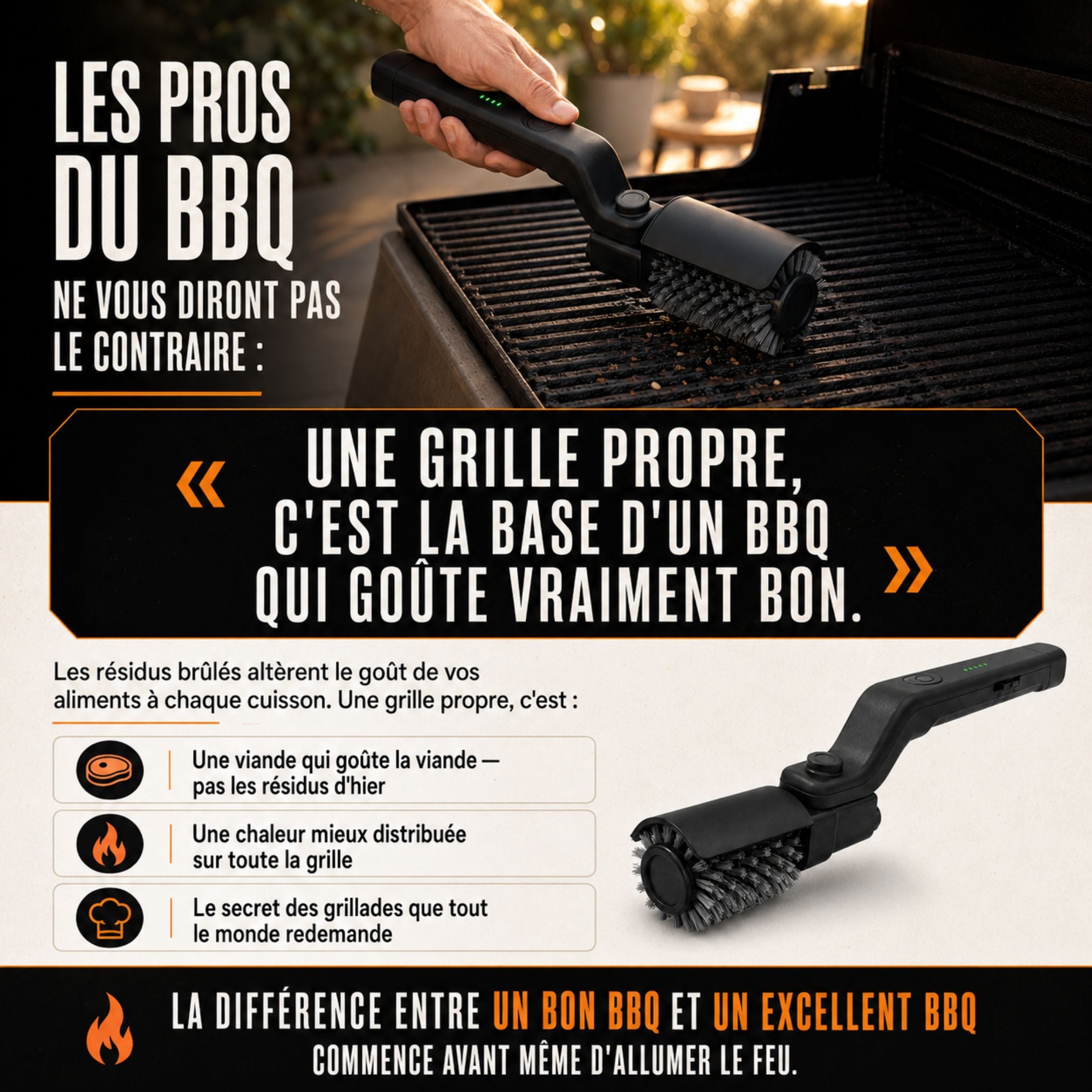 Brosse Électrique pour BBQ Kaskad™ – Nettoyage Rapide et Sans Effort
