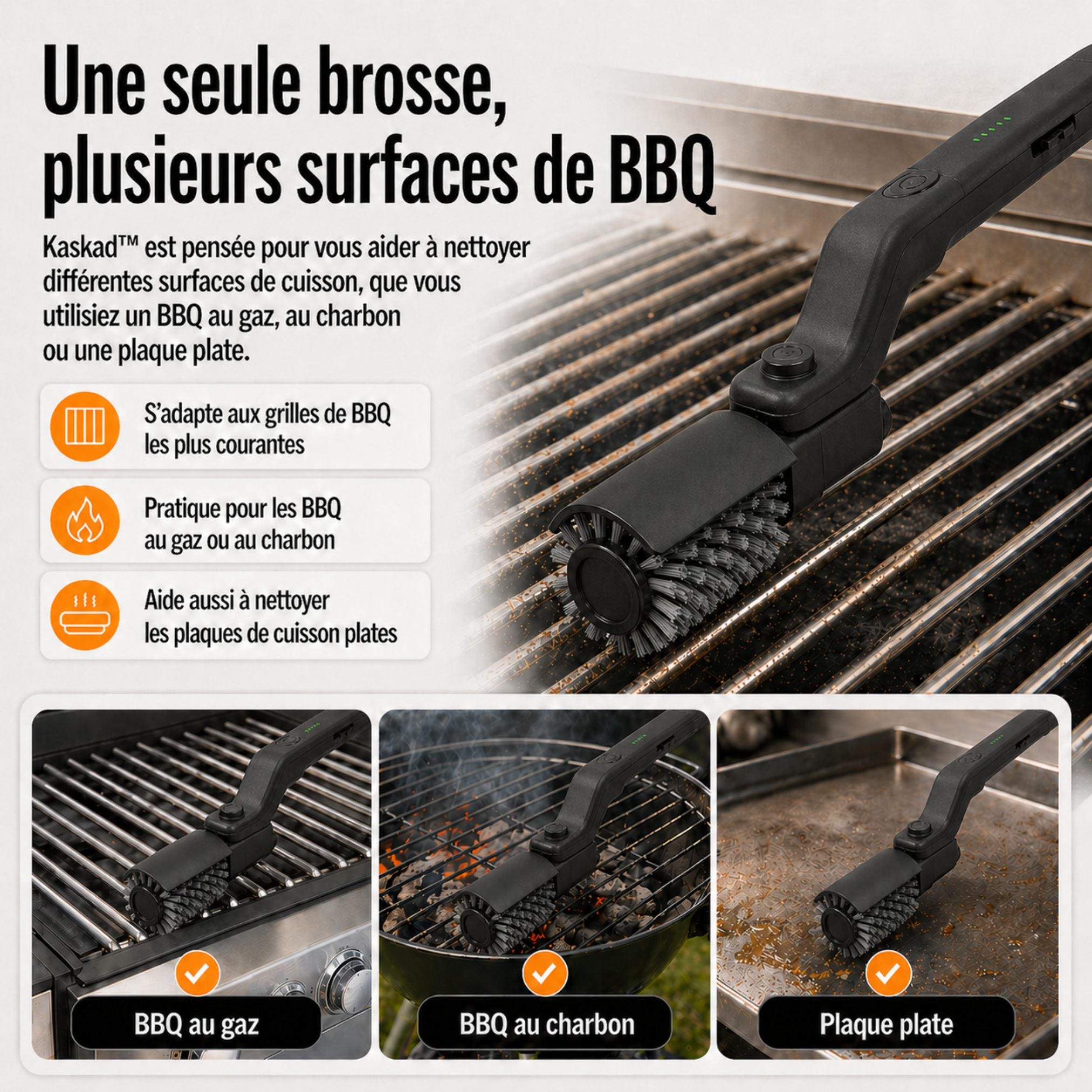 Brosse Électrique pour BBQ Kaskad™ – Nettoyage Rapide et Sans Effort