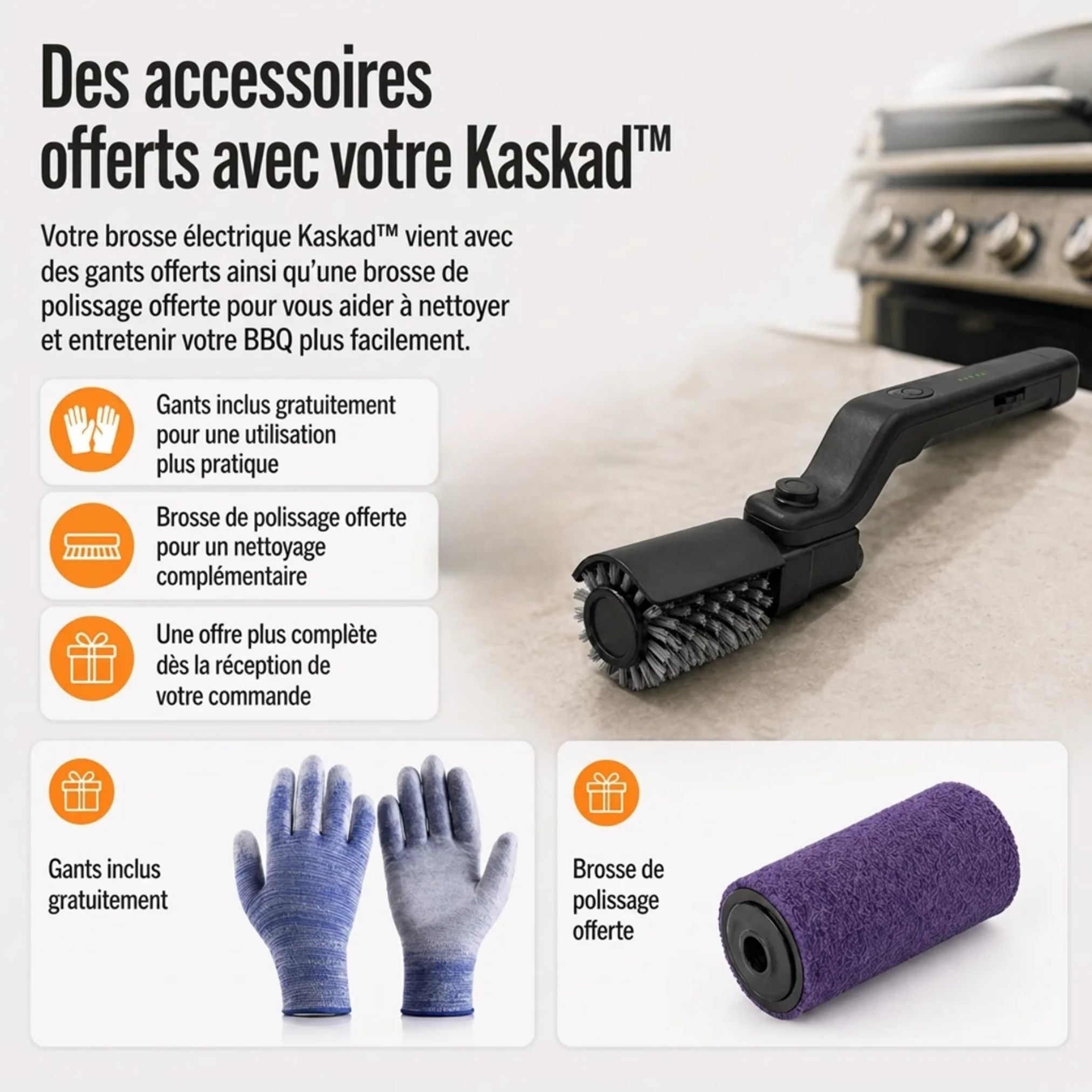 Brosse Électrique pour BBQ Kaskad™ – Nettoyage Rapide et Sans Effort