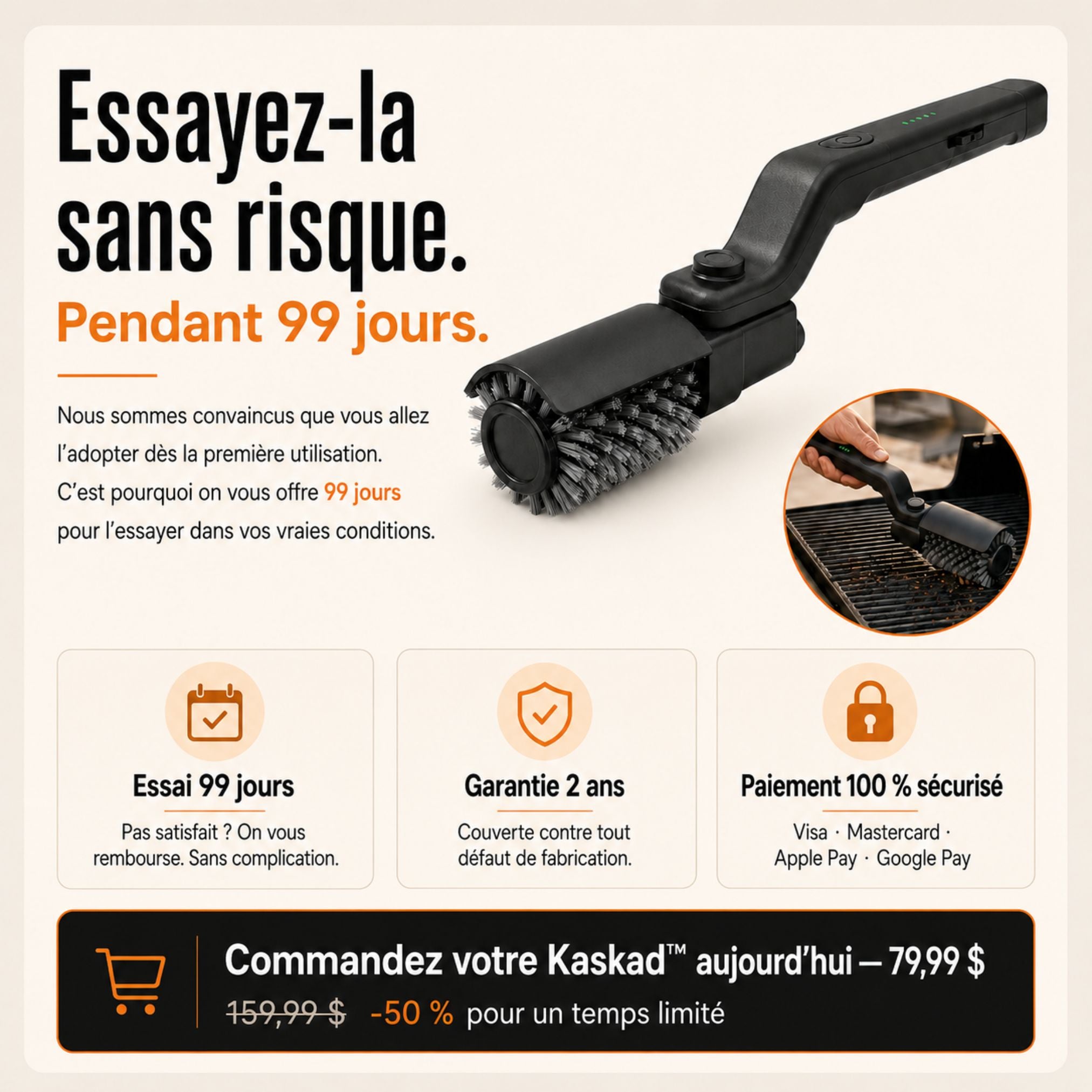 Brosse Électrique pour BBQ Kaskad™ – Nettoyage Rapide et Sans Effort